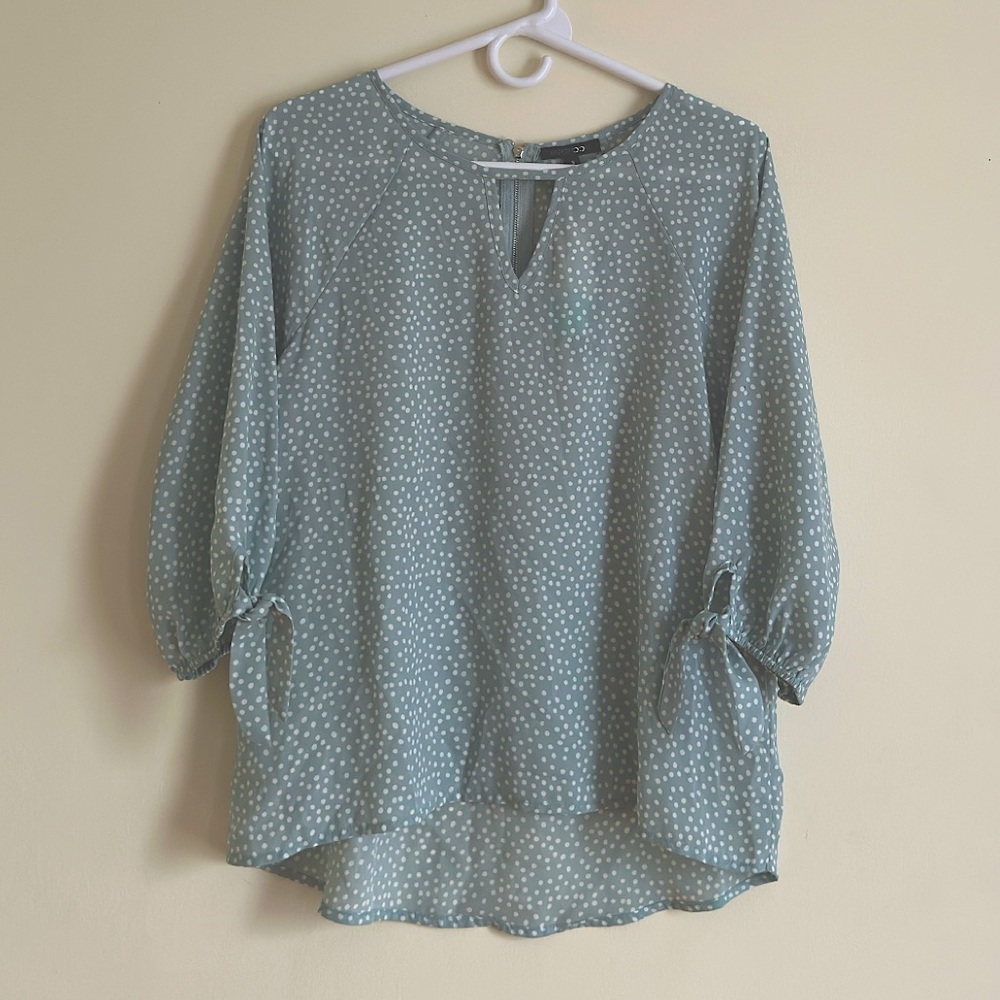 apermoon | Women’s 3/4 Sleeve Polka Dot Keyhole Blouse Sz S